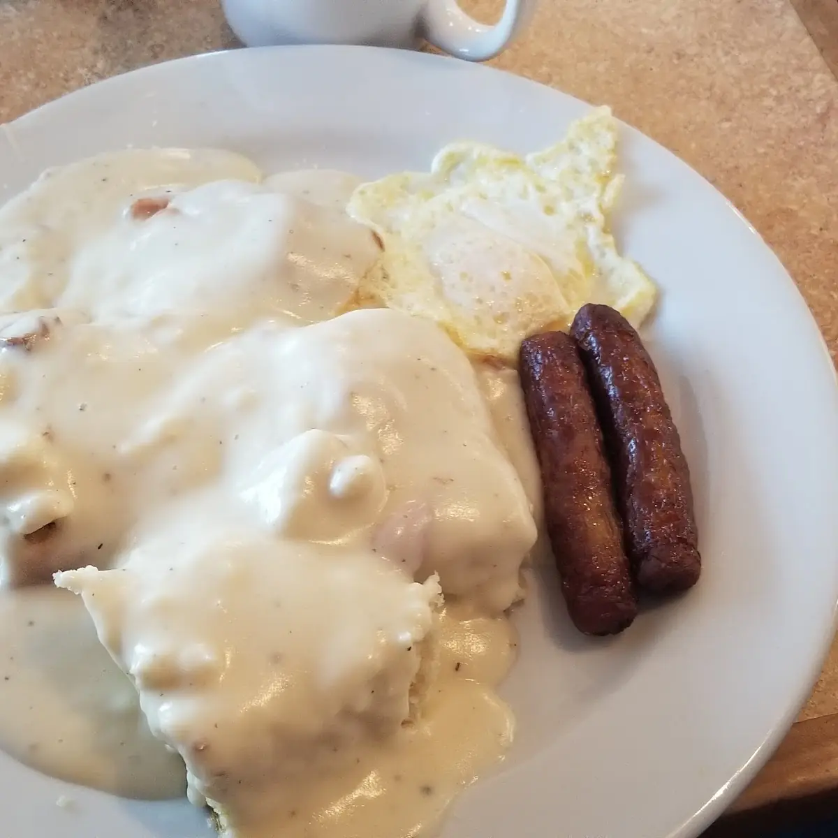 Biscuits and Gravy Eggs and Sausage