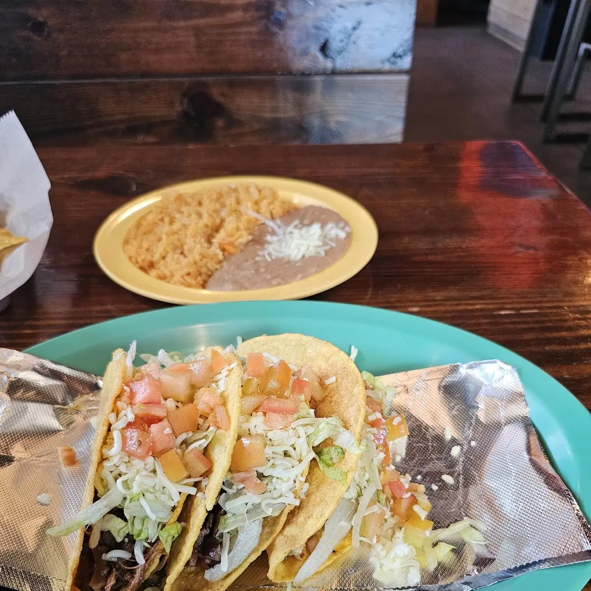 Shrimp Tacos with Rice and Beans