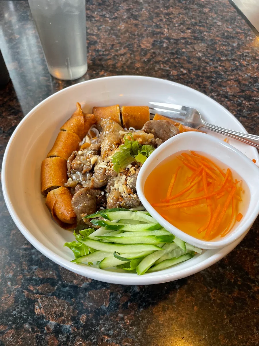 Grilled Lemongrass Pork and Spring Rolls, Pho Vuong Restaurant - Duncan