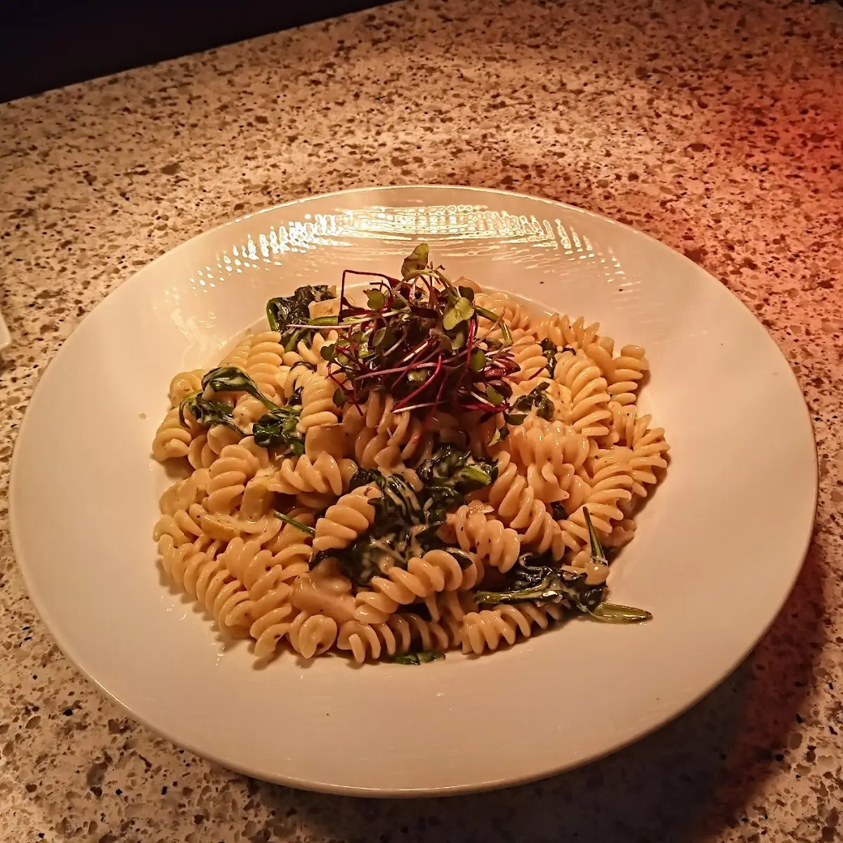 Fusilli Grilled Squash Creamed Spinach Leeks
