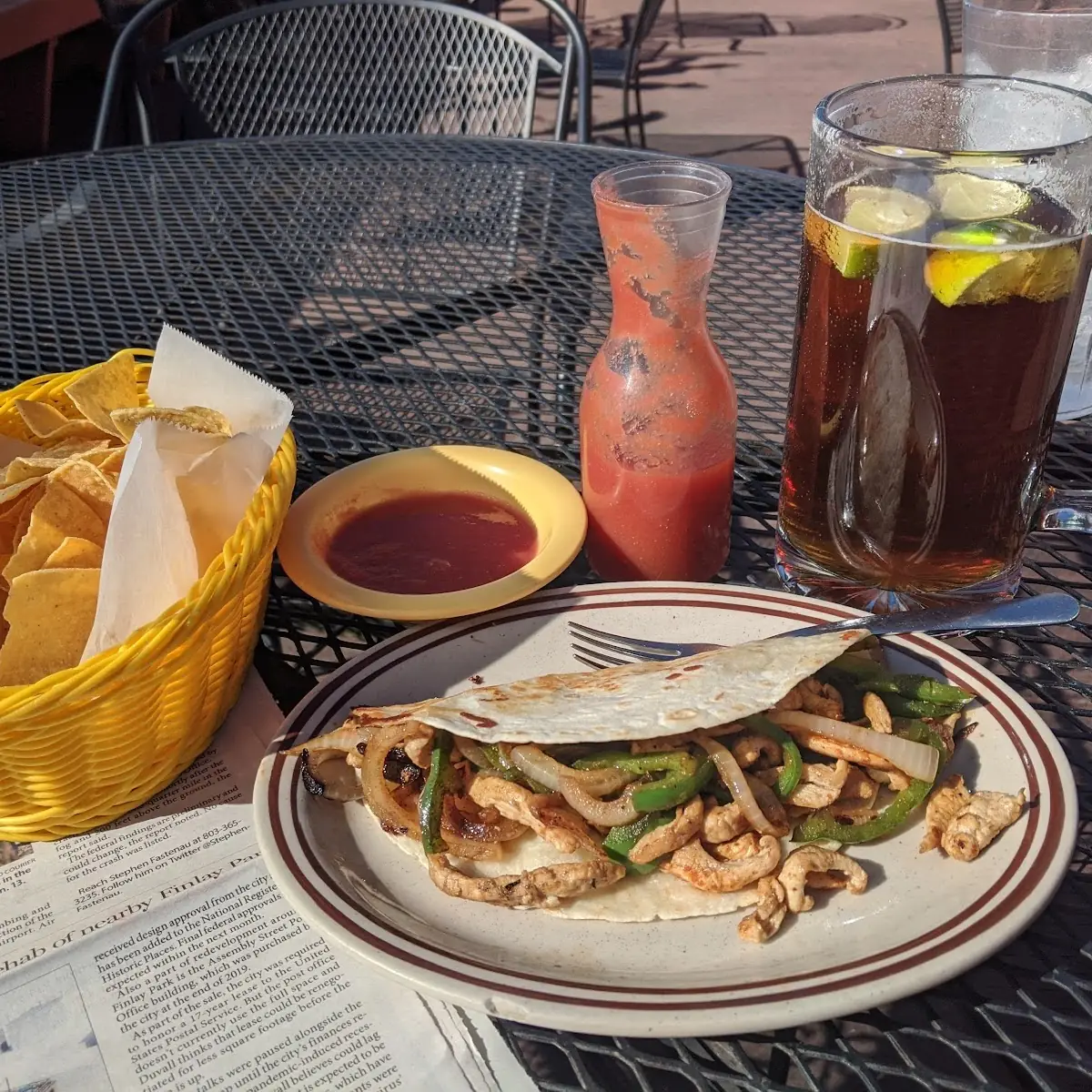 Grilled Chicken Quesadilla with Onions and Peppers