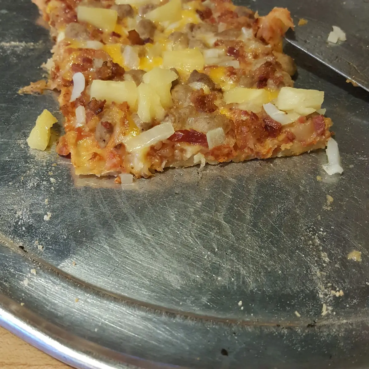 Bacon Cheese Burger with Pineapple and Onion Pizza