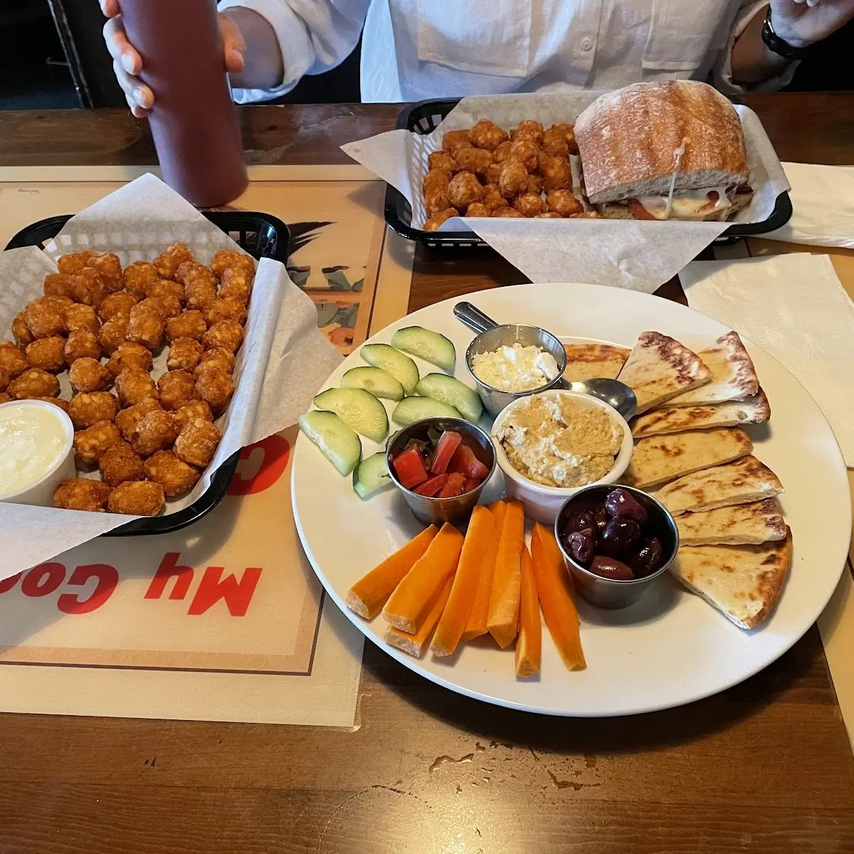 Tator Tots and Hummus Plate