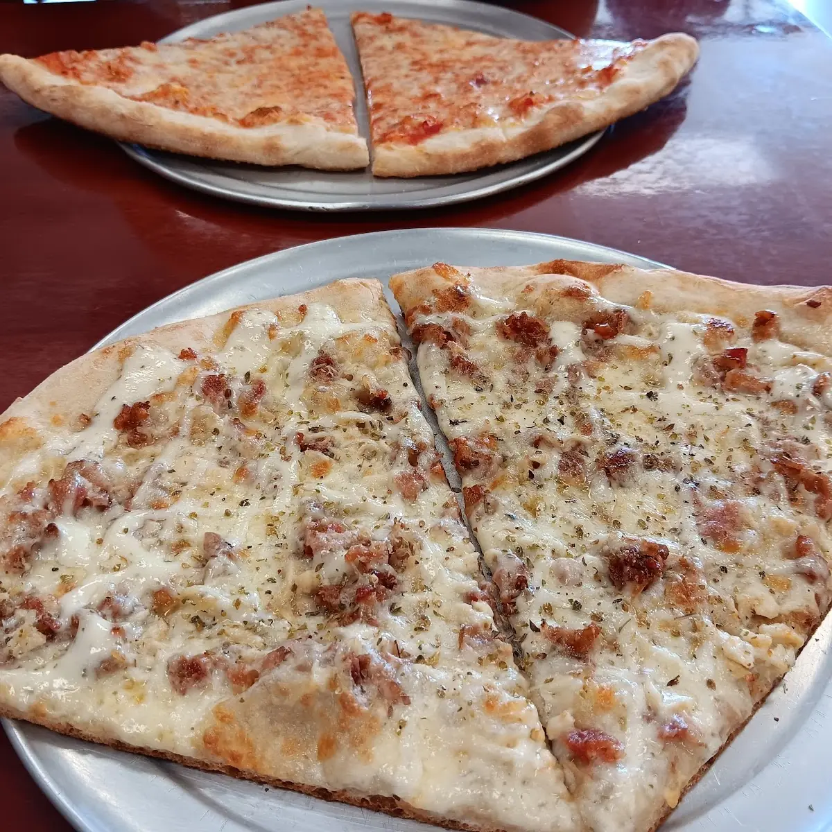 Chicken Ranch Pizza and Plain Cheese Pizza