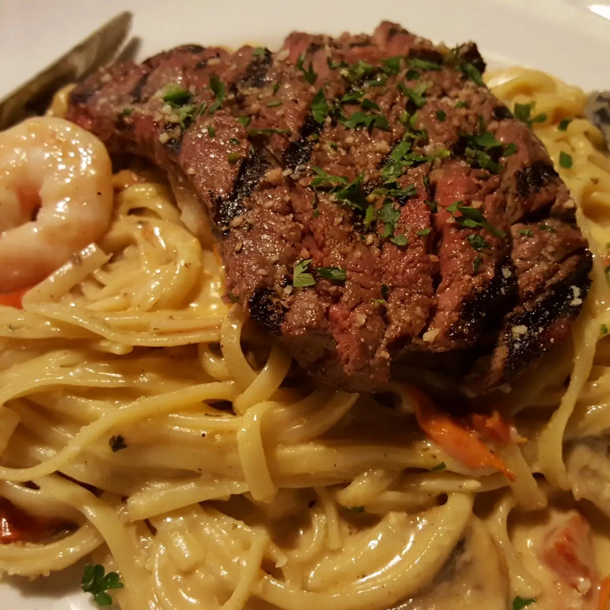 Bistro Steak & Shrimp Alfredo Linguine