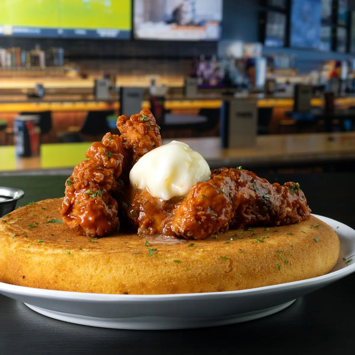 Crispy Chicken & Cornbread Pancake