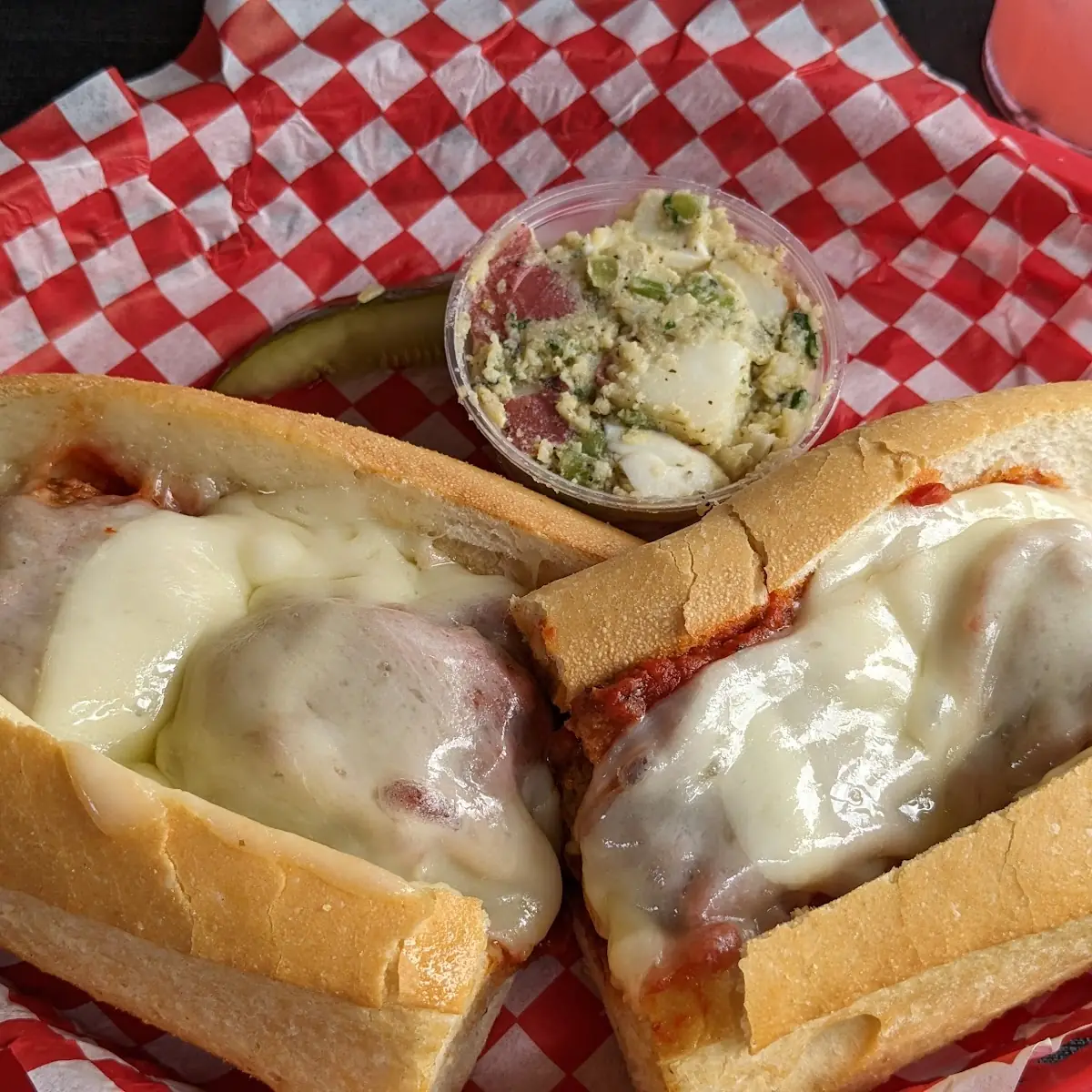 Meatball Sub with Cheese and Chips