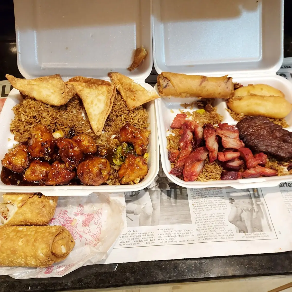 Chicken Chow Mein Egg Roll & Pork Fried Rice