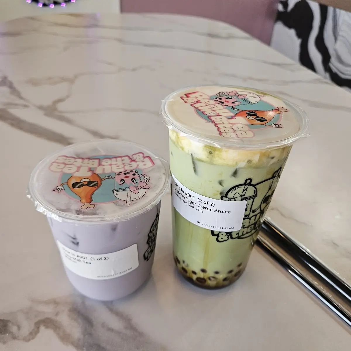 Taro and Green Trea Matcha Creme Brulee