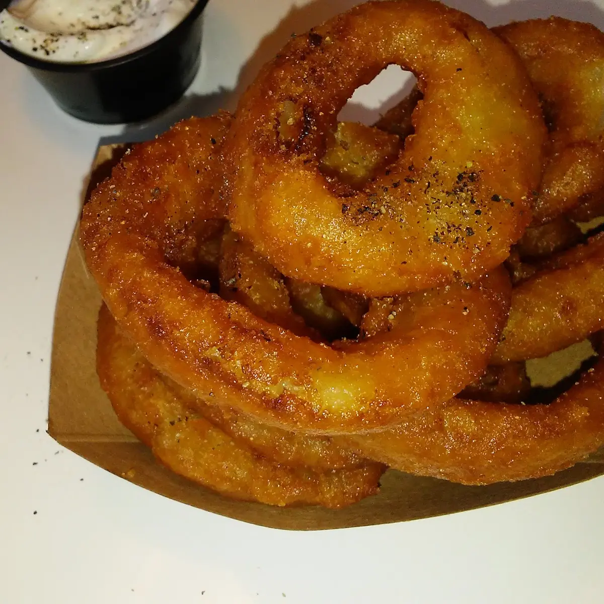 Burger and Onion Rings