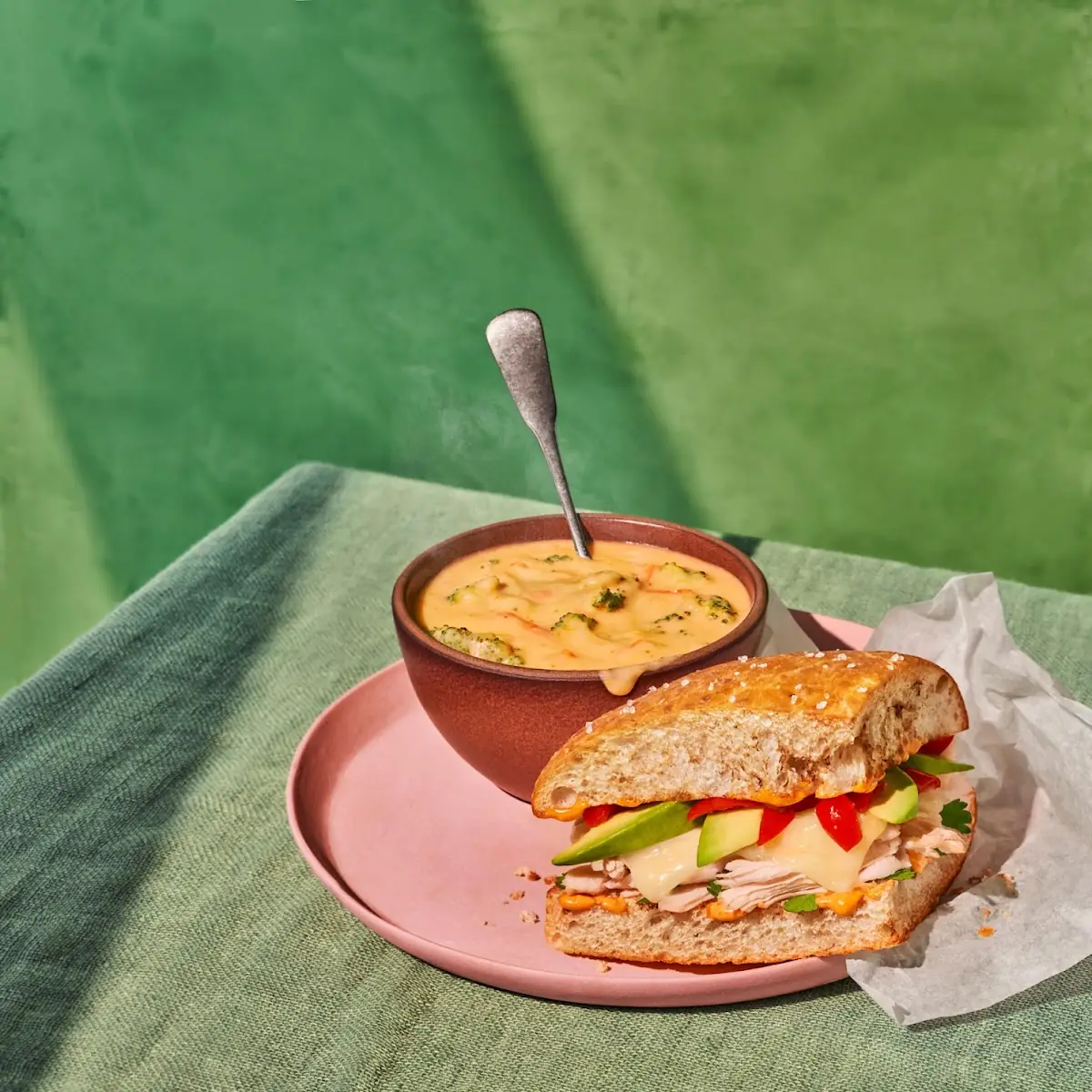 Chipotle Chicken Avo Melt & Broccoli Cheddar Soup Cup You Pick 2