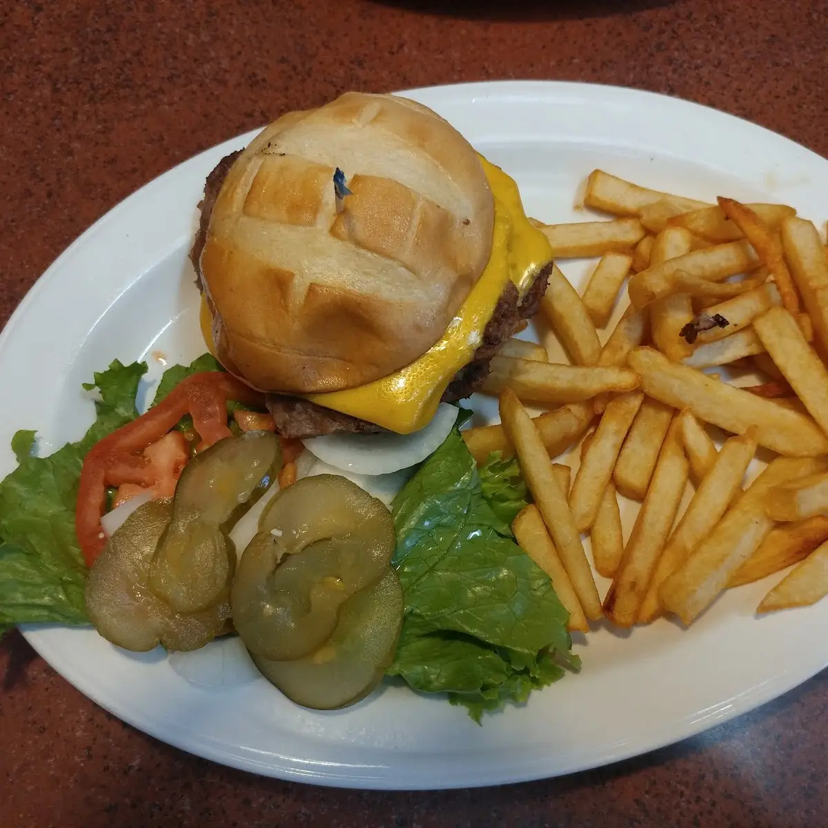 Burger and Home Made Chips