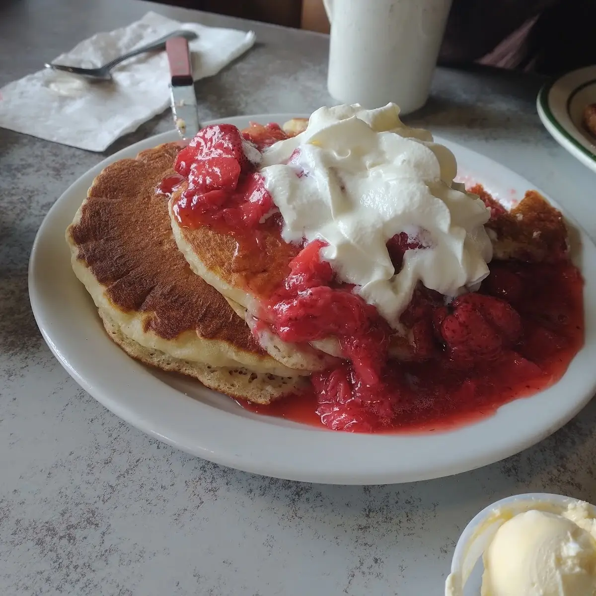 Pancakes with Strawberry Topping