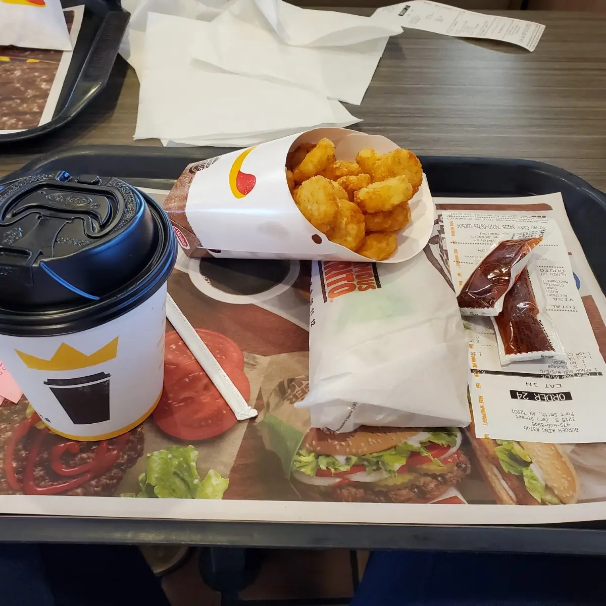 Burrito Hash Browns and Coffee