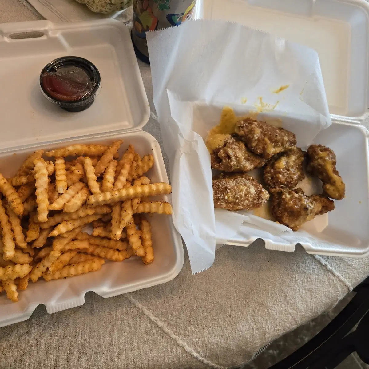 Fries and Garlic Parmesan Wings