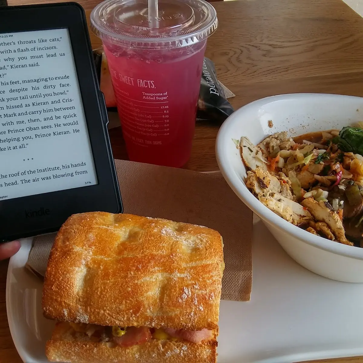 Soba Noodle Broth Bowl and Half Cuban Sandwich