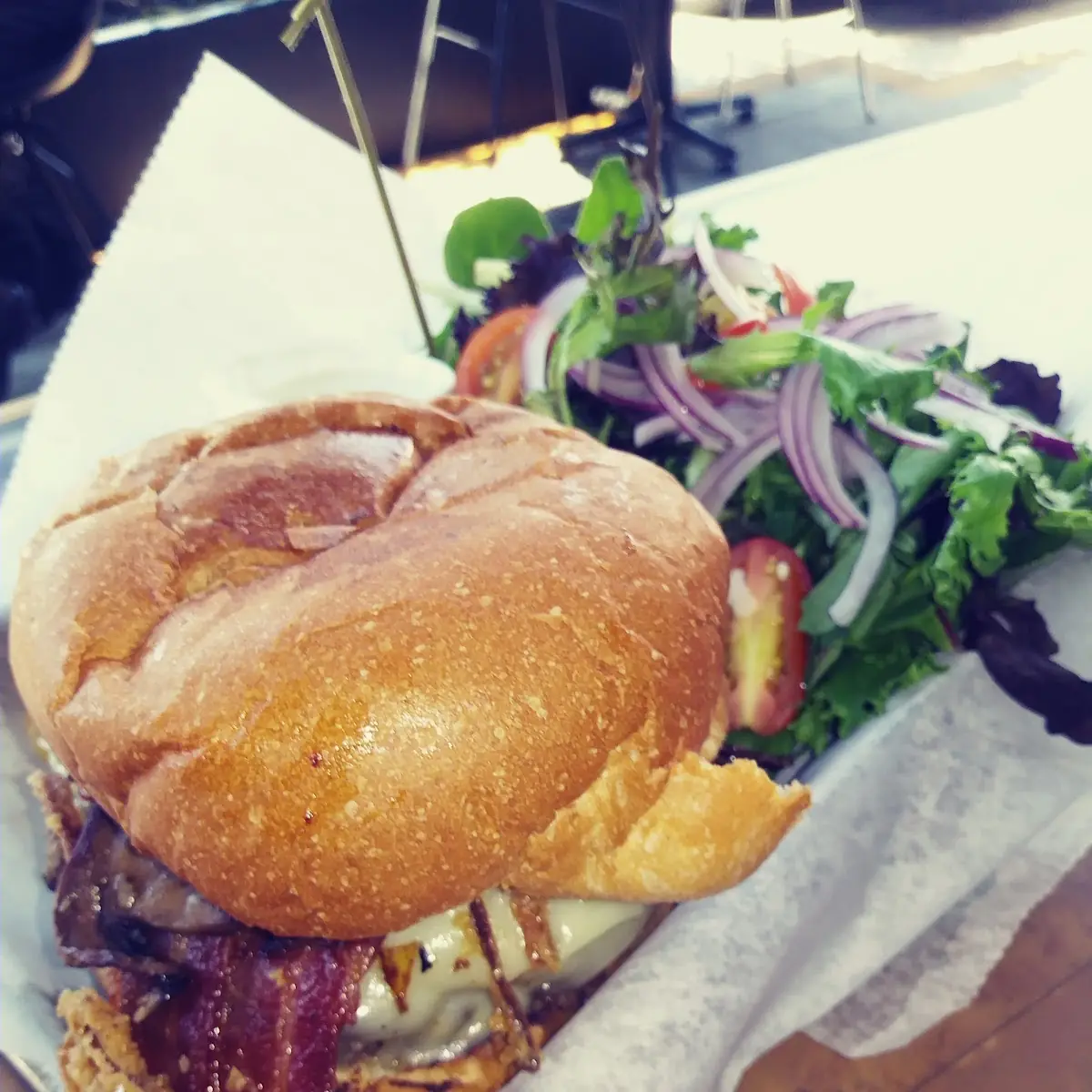 Mushroom Swiss Burger with Bacon