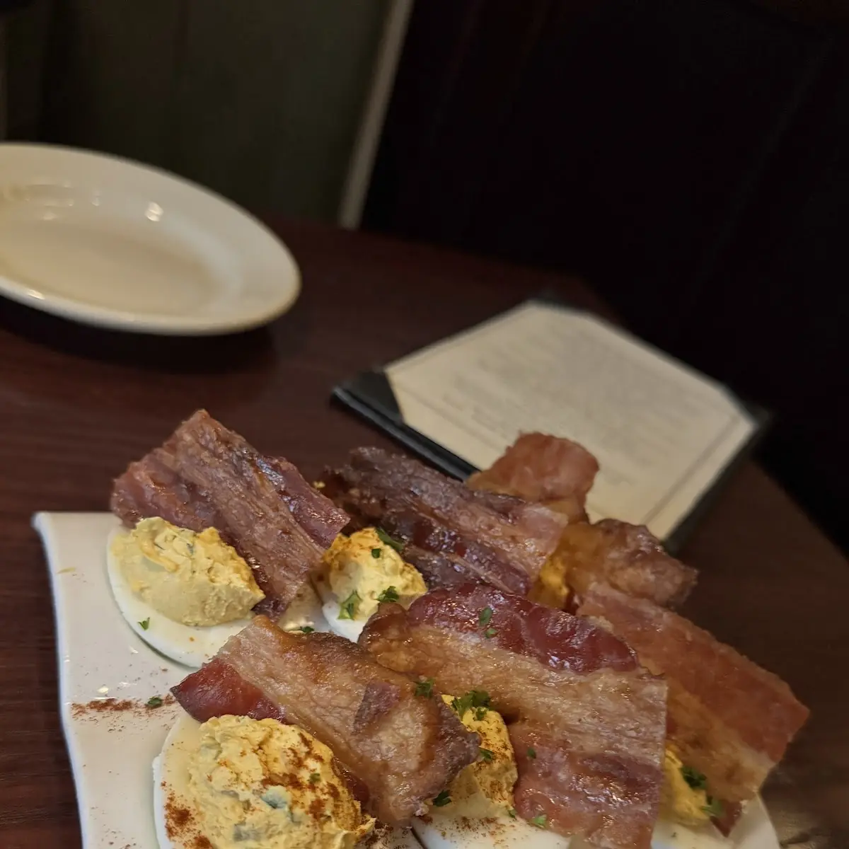 Deviled Eggs with Brown Sugar Bacon