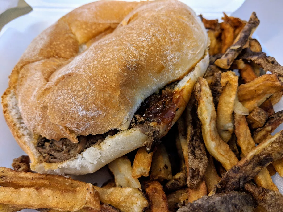 Brisket Sandwich and Fries