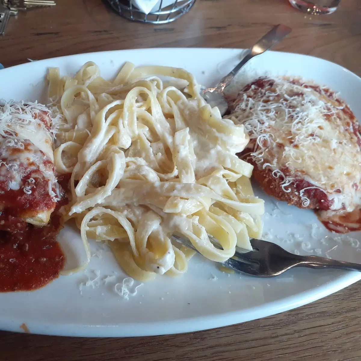 Chicken Parmesan with Alfredo Pasta