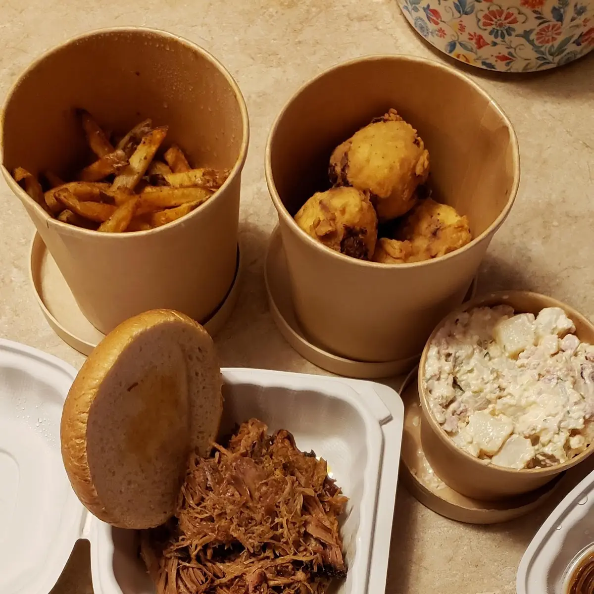 Pulled Pork Sandwich and Red Potato Salad