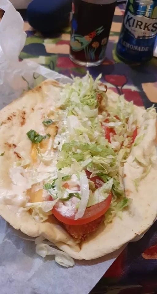 Chicken Wrap Opened Up, Amanda's Takeaway