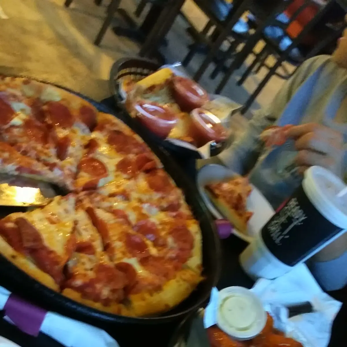 Pizza and Hot Buffalo Wings