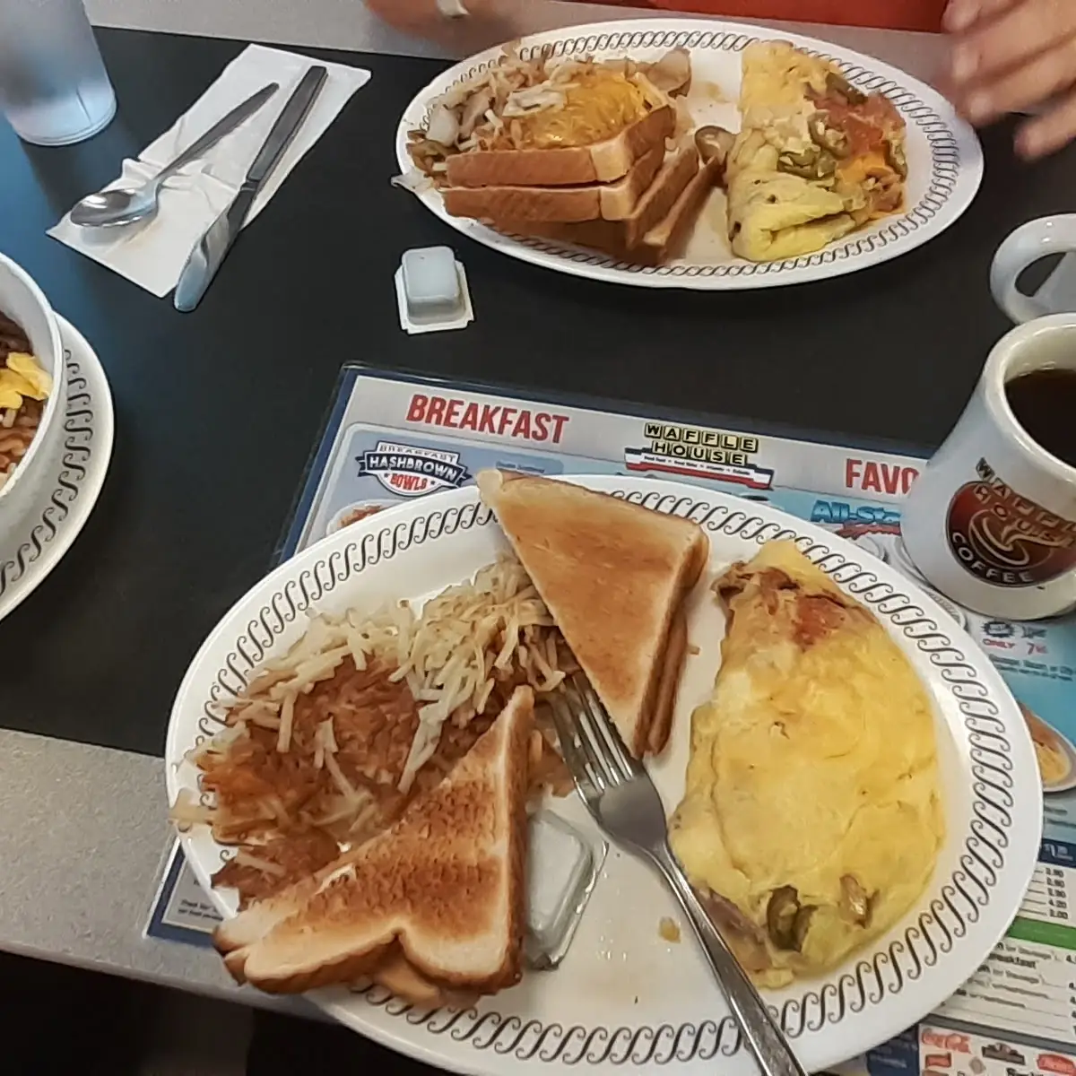 Omelette and Hash Browns
