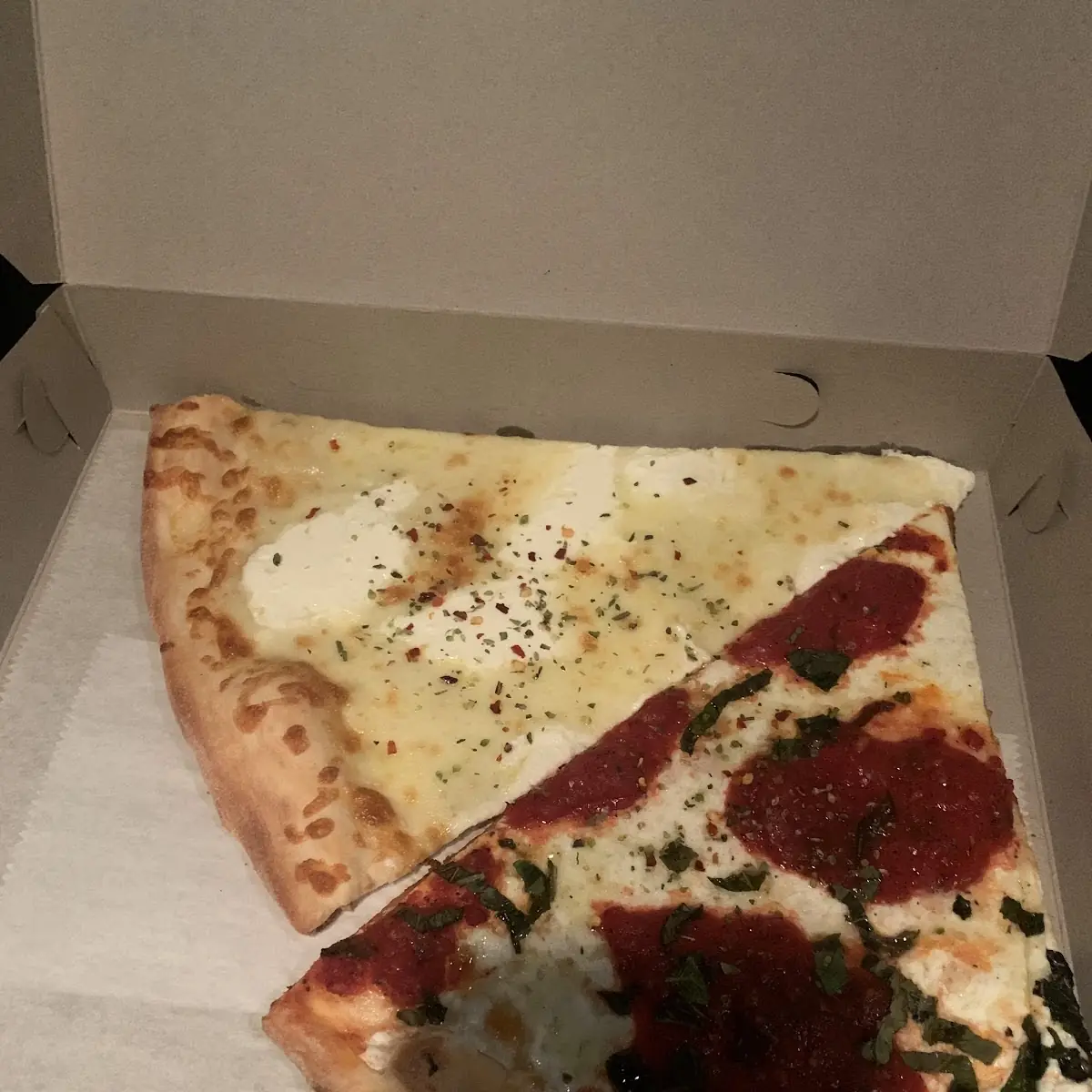White Pizza - Margarita Pizza Slice