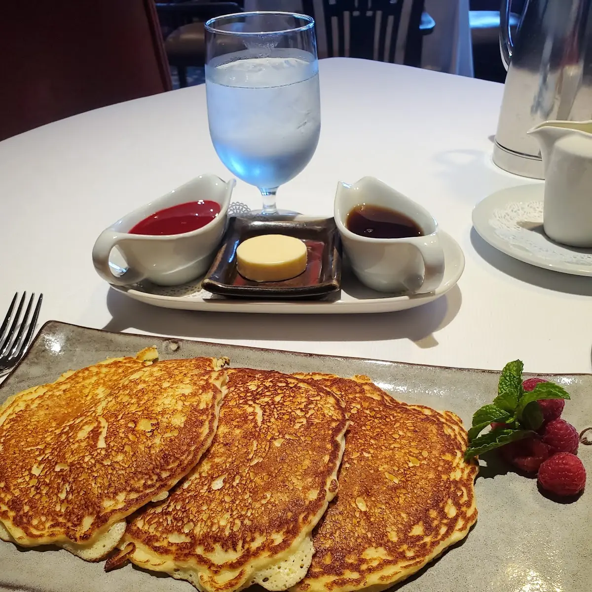 Lemon Ricotta Pancakes Raspberry Syrup