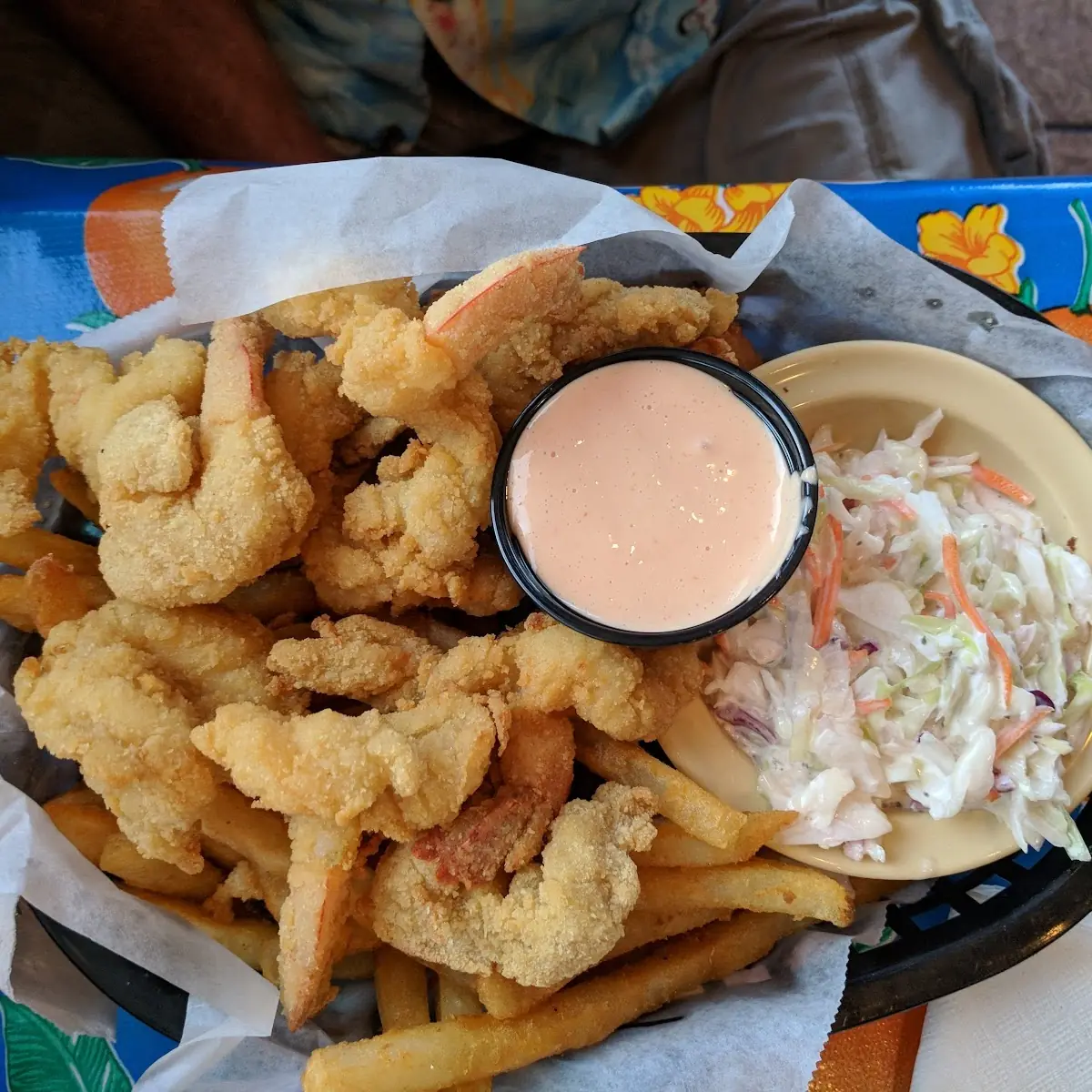 Fried Shrimp Platter with Fries and Slaw