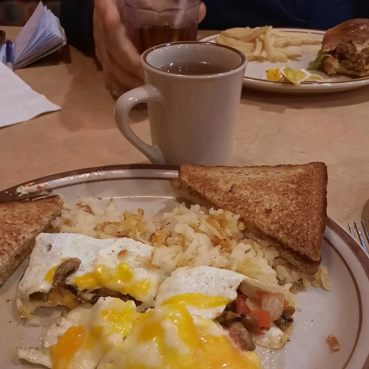 Breakfast Egg White Garden Omelet Hash Browns Whole Wheat Toast