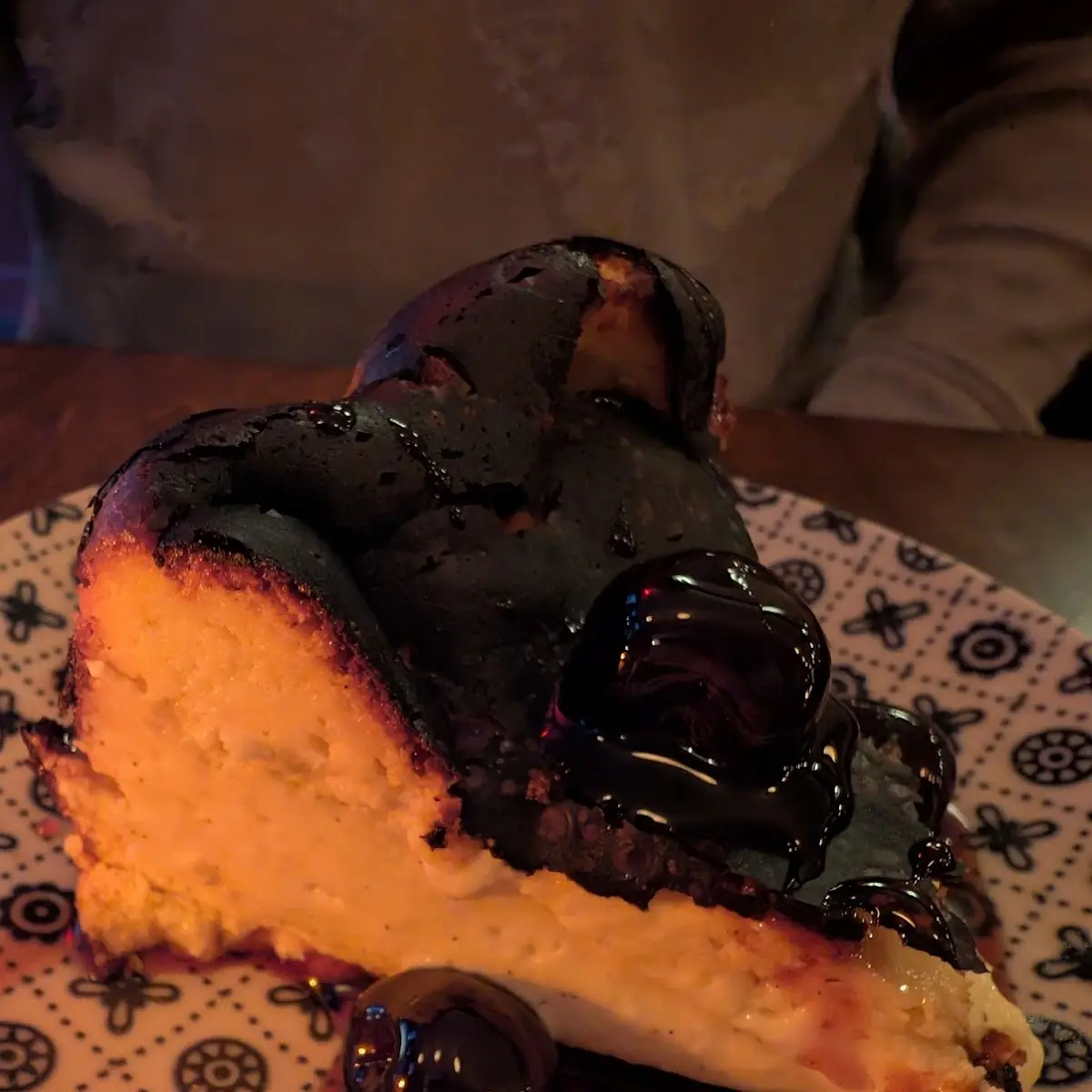 Burnt Basque Cheesecake with Cherry Sauce