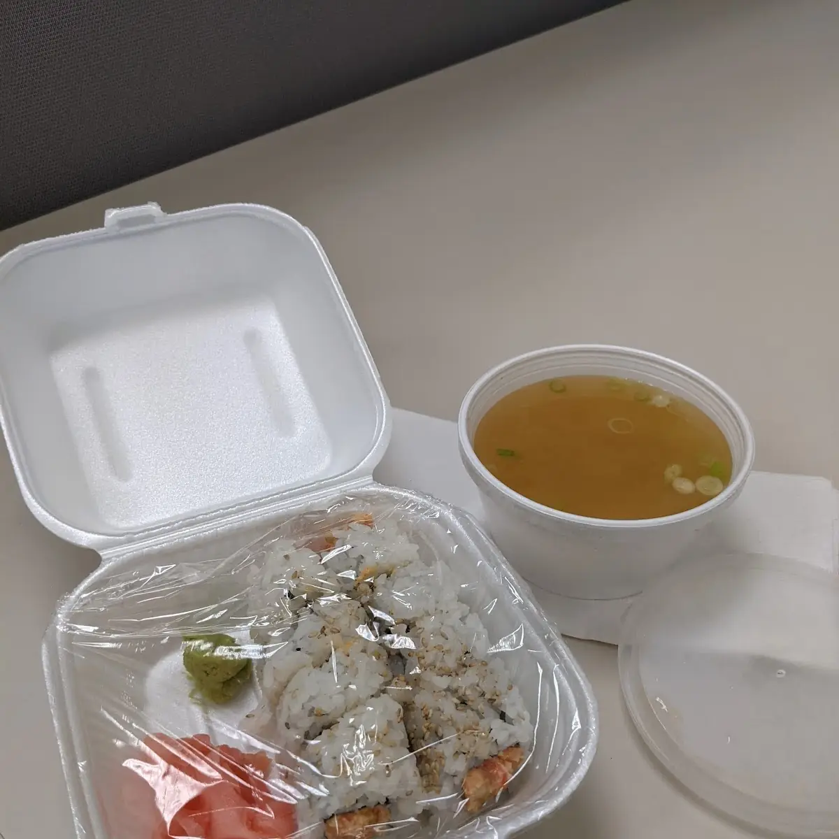 Spicy Salmon Roll and Miso Soup