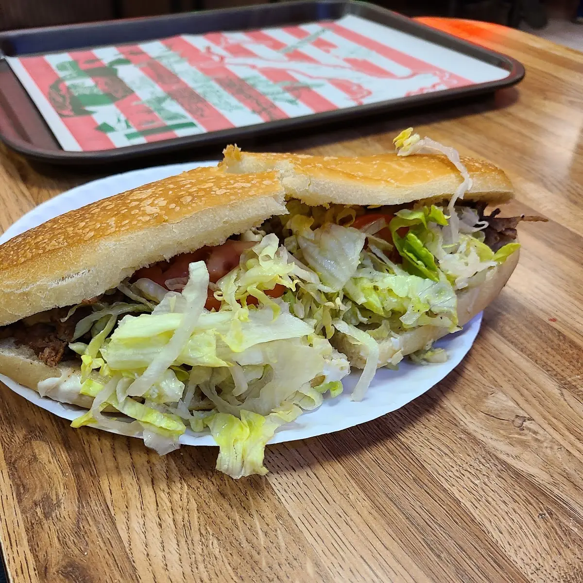 Cheesesteak Hoagie with Lettuce Tomatoes and Mayo
