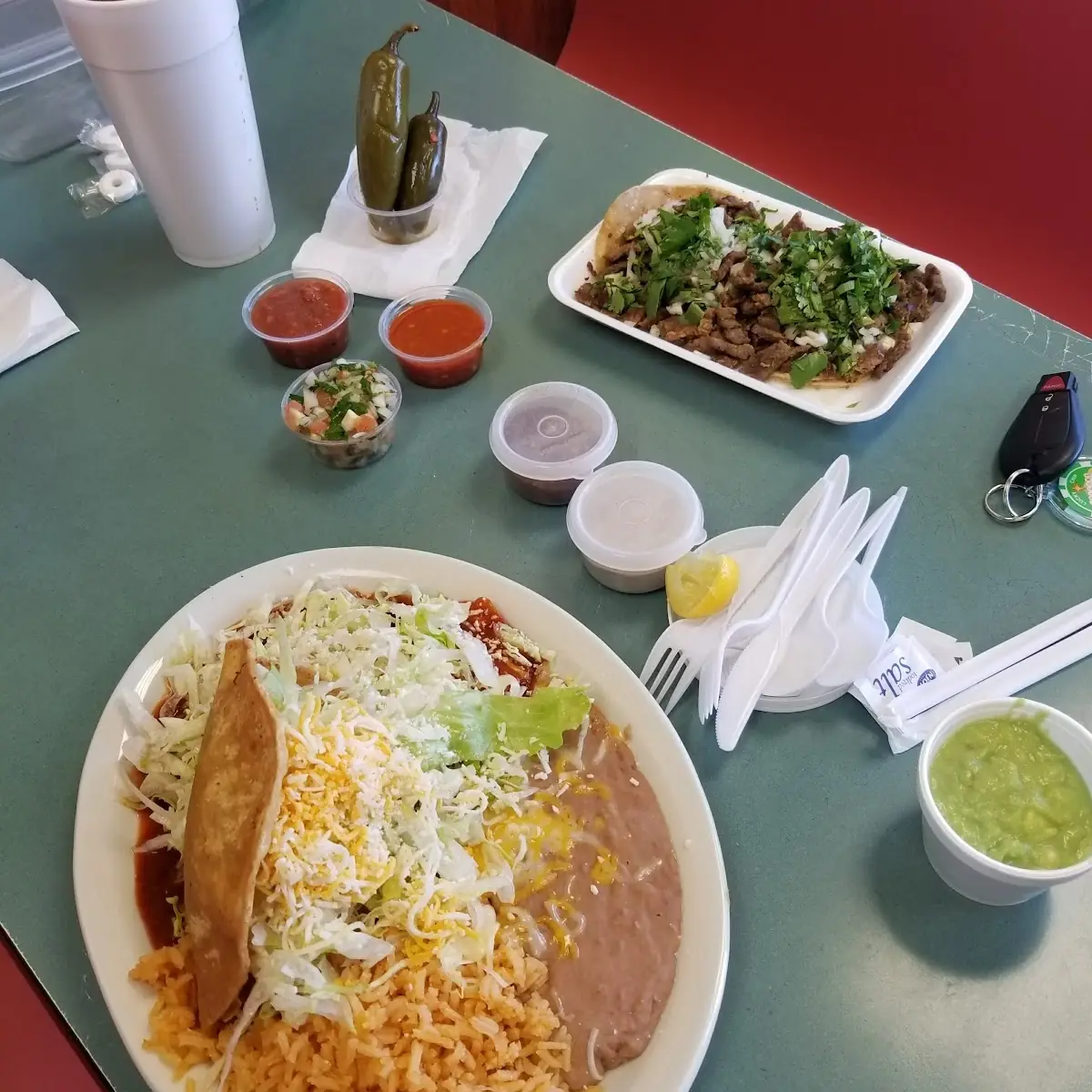Cheese Enchilada Beef Taco Combo Plate