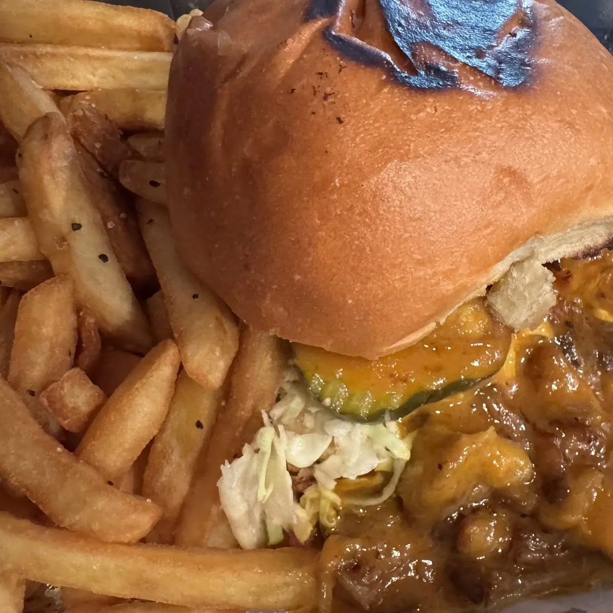 Messy Pulled Pork Sandwich