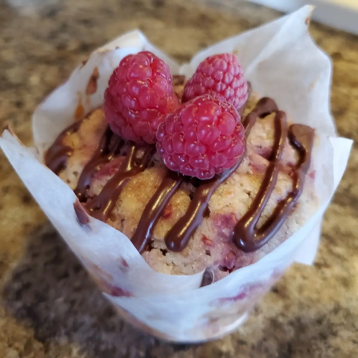 Raspberry Chocolate and Sea Salt Muffin