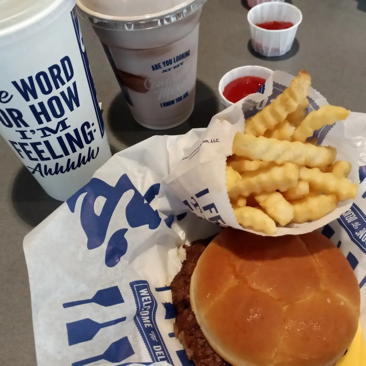 Butterburger Fries with Cheese Chocolate Milkshake