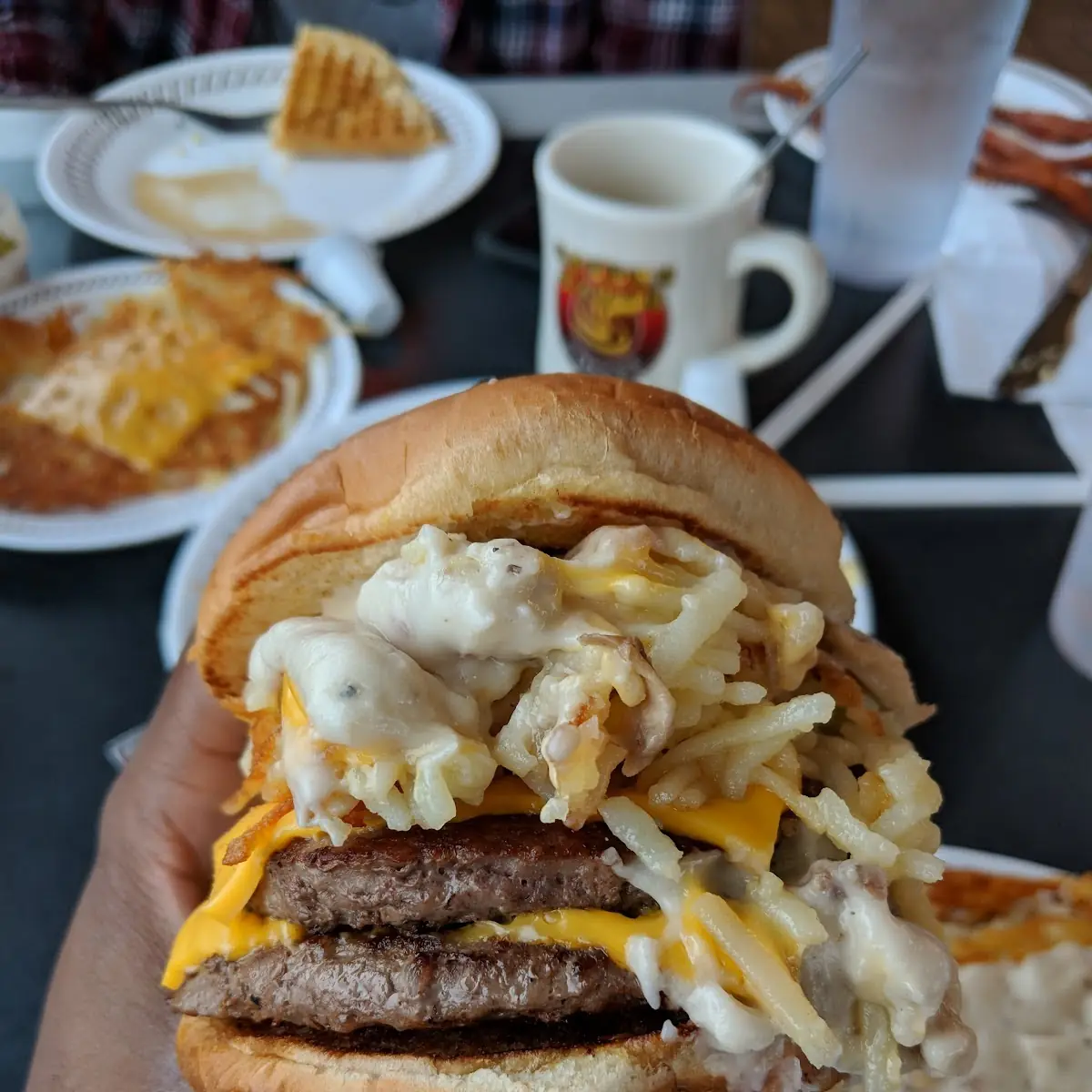 Double Cheeseburger with Hashbrowns and Gravy