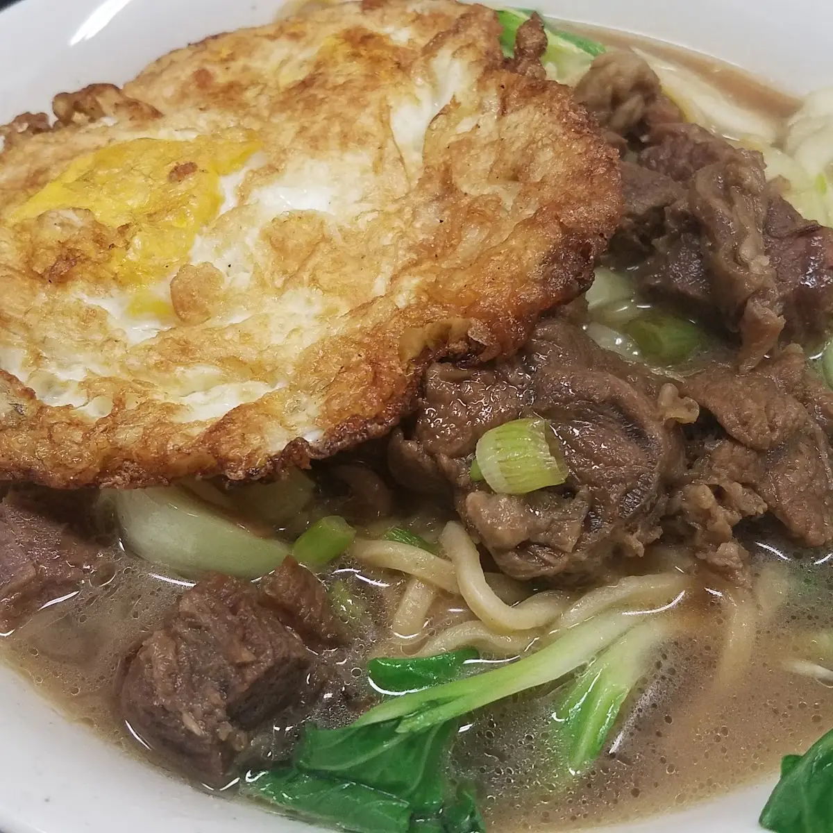 Braised Beef Noodle Soup with 2 Eggs on Top
