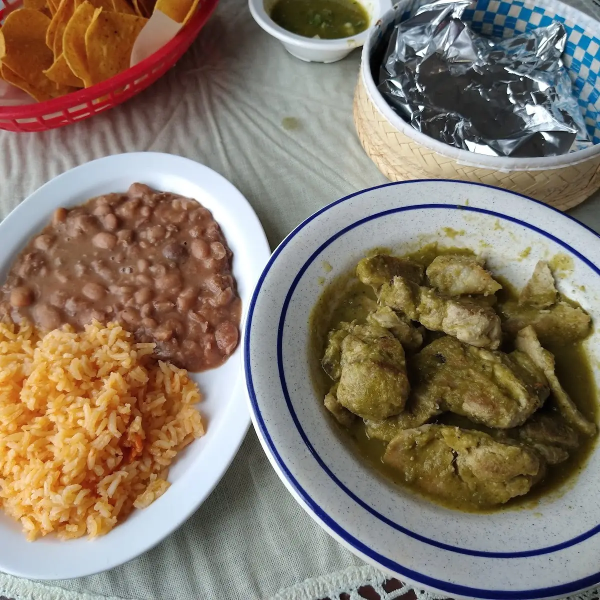 Chile Verde with Beans and Rice