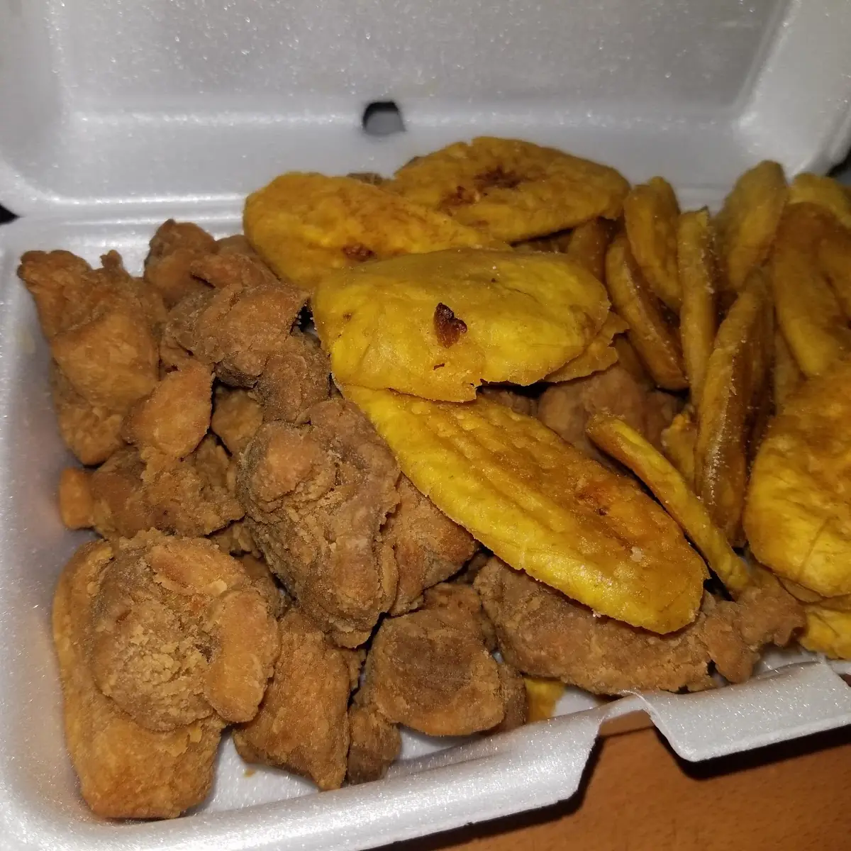 Fried Plantainsand Pop Corn Chicken
