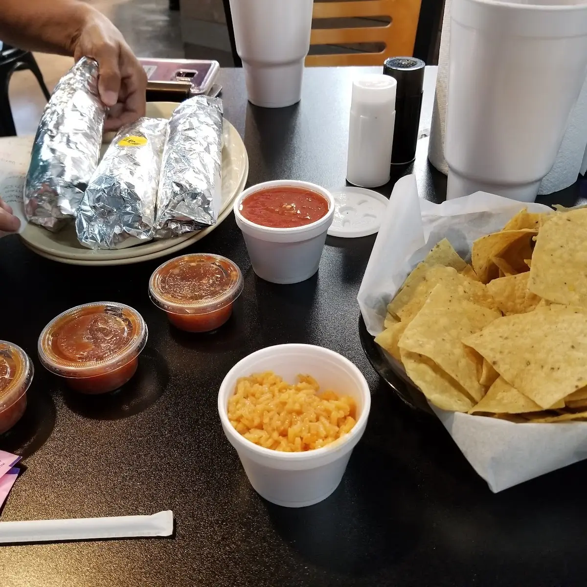Assorted Burritos Fresh Made Nachos Hot Sauce