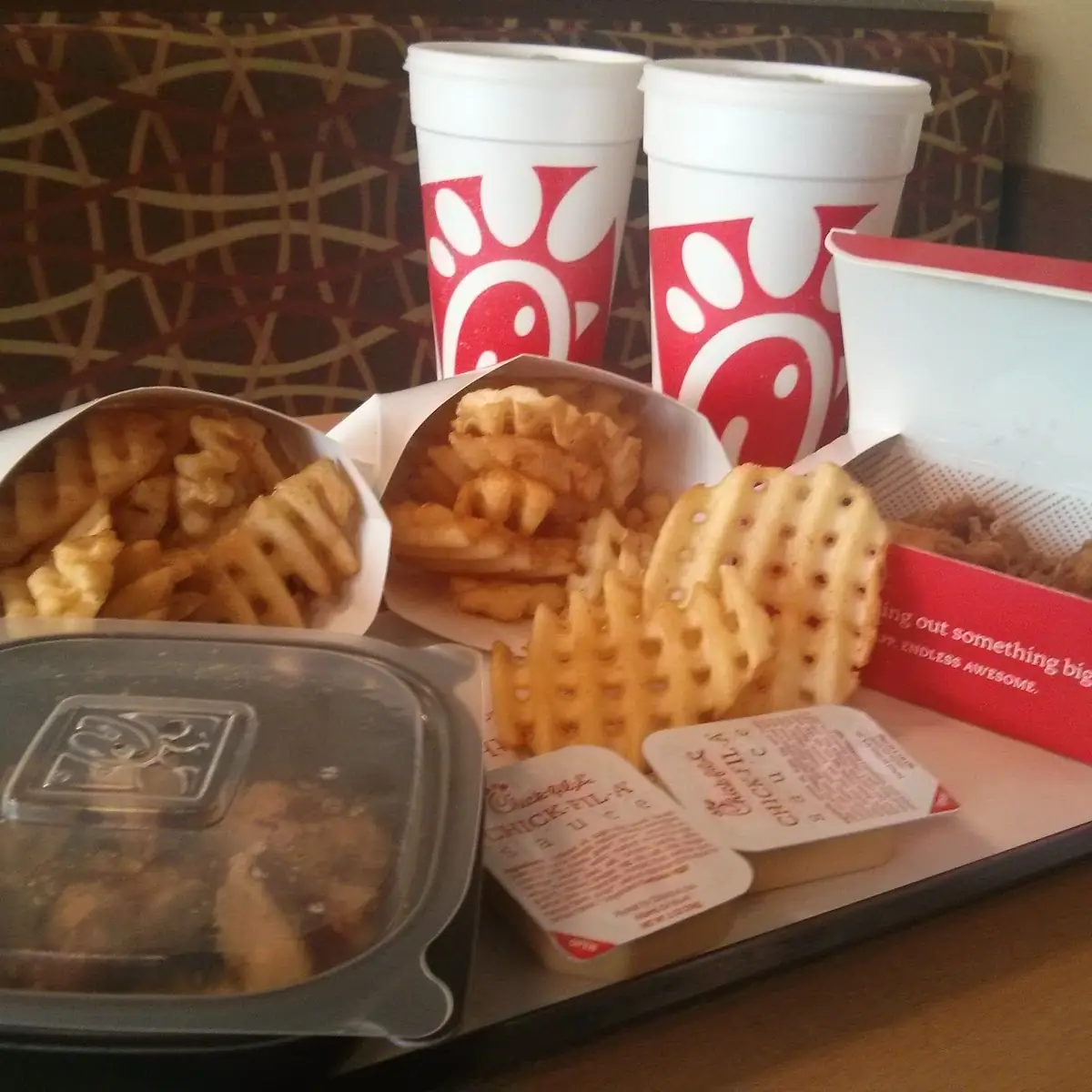 Grilled Nuggets with Waffle Fries
