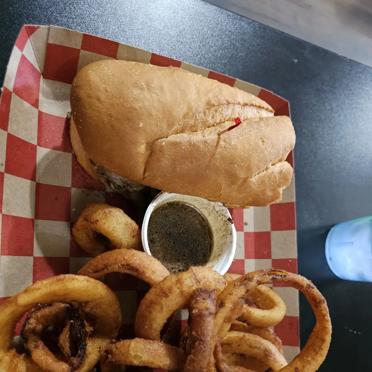 Prime Rib Sandwich & Onion Rings