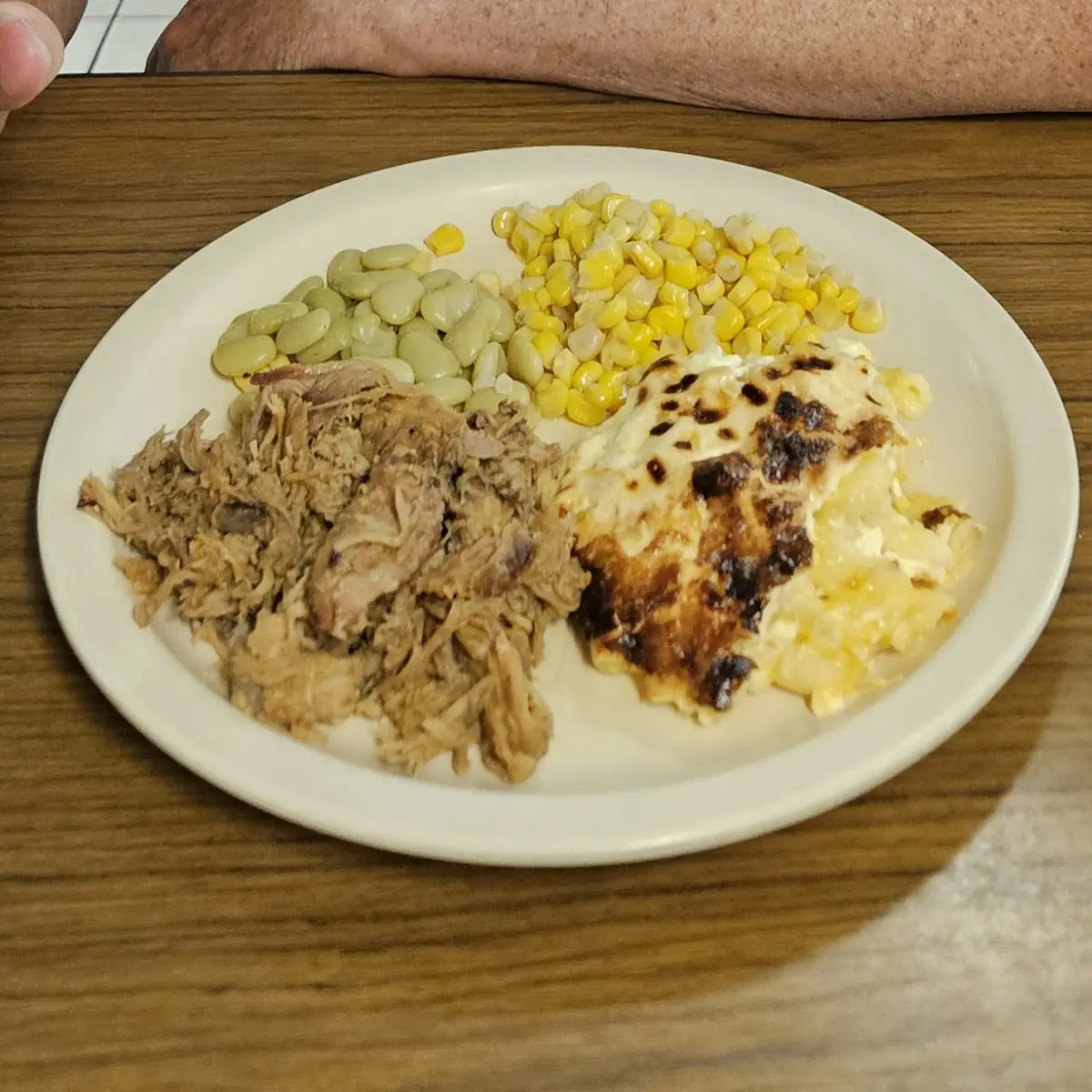 Pulled Pork Mac & Cheese Corn and Lima Beans