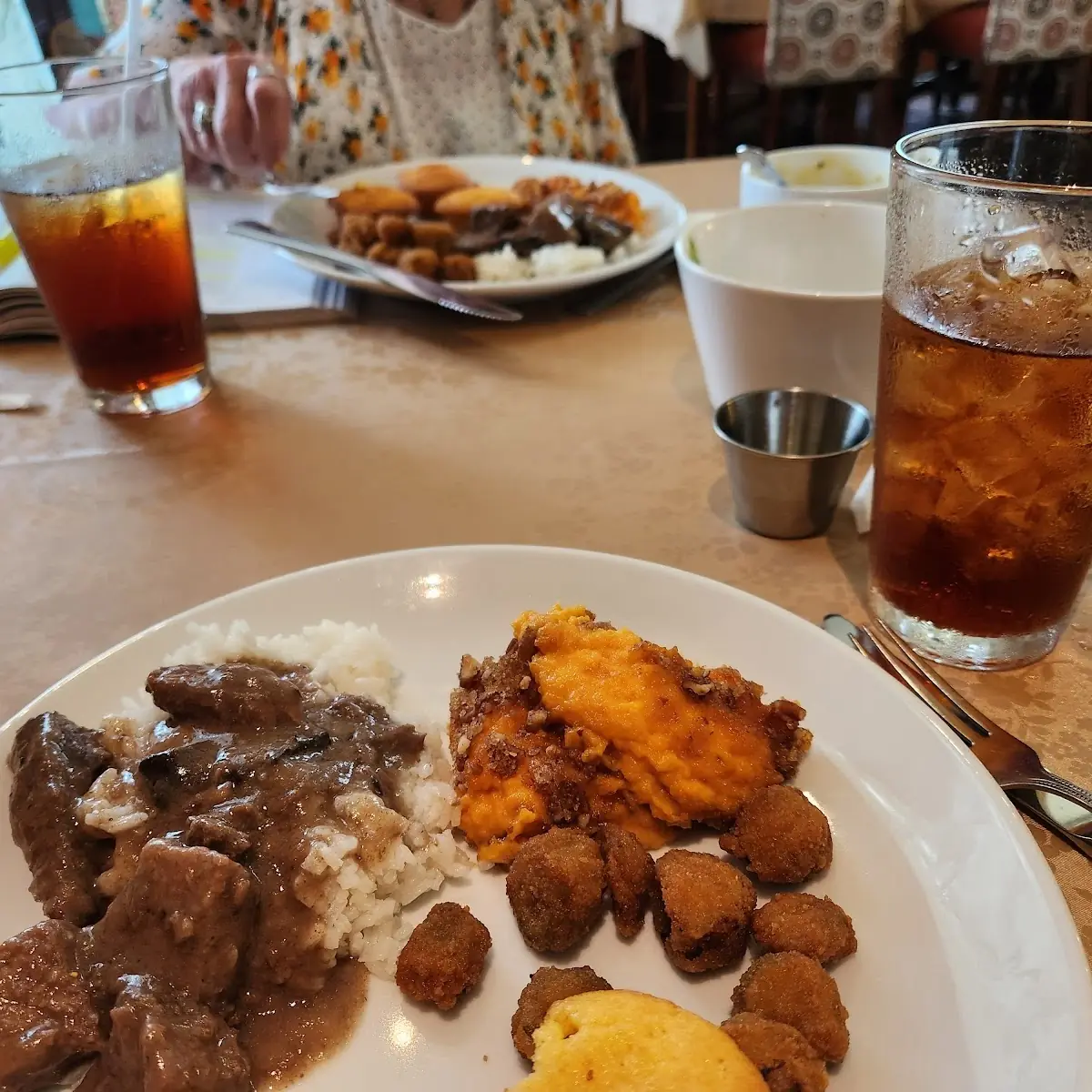 Beef Tips and Rice with Candied Sweet Potatoes