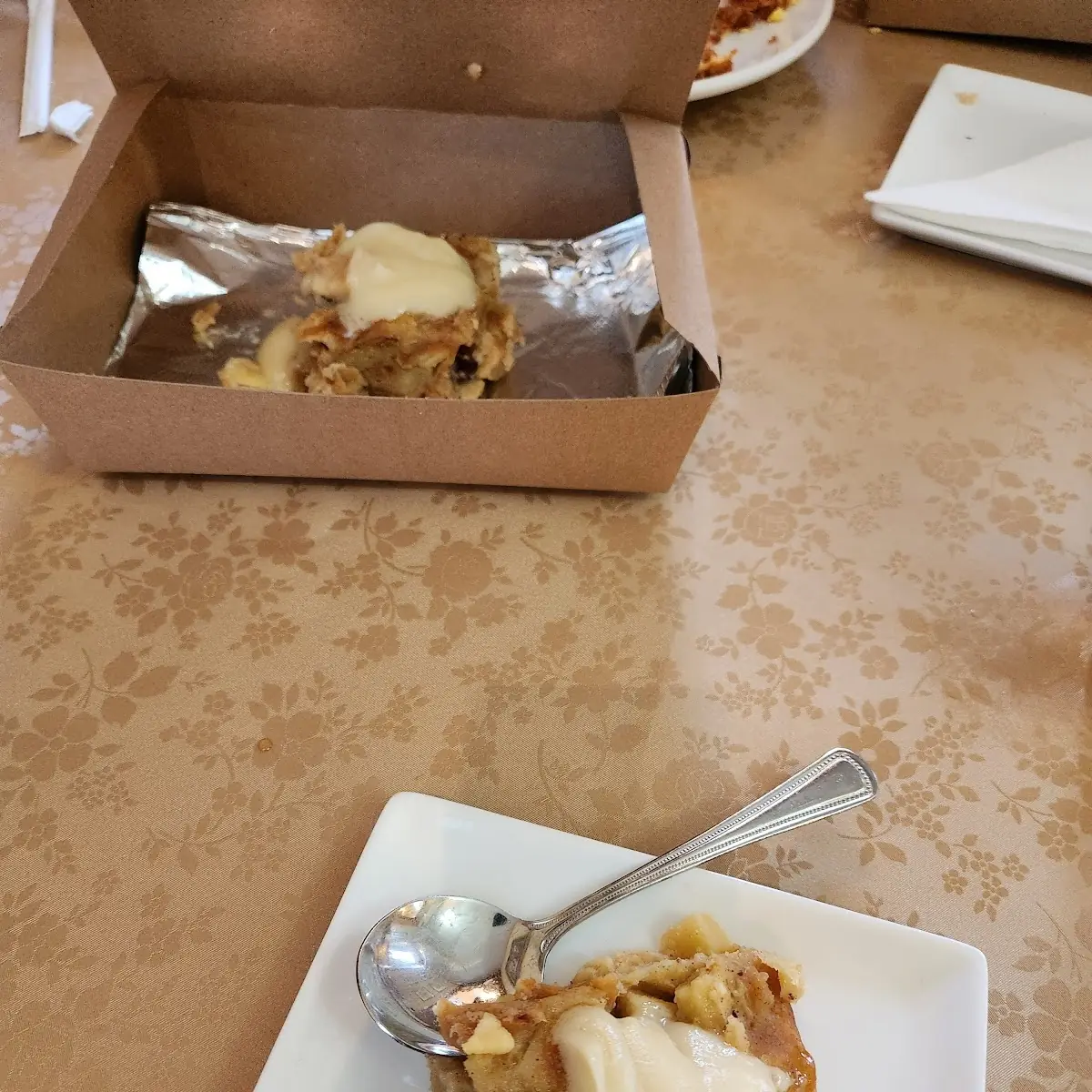 White Chocolate Bread Pudding with Crème Anglaise Fried Banana