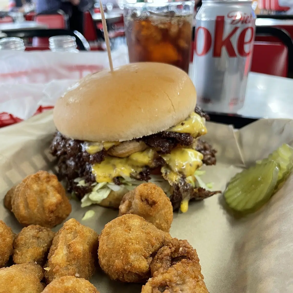 Double Cheeseburger & Fried Mushrooms